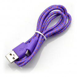 Przewód microUSB B - A w fioletowyn oplocie EB175VY - 1m