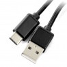 Przewód USB 2.0 typ A - USB 2.0 typ C - 1m czarny z oplotem - zdjęcie 1