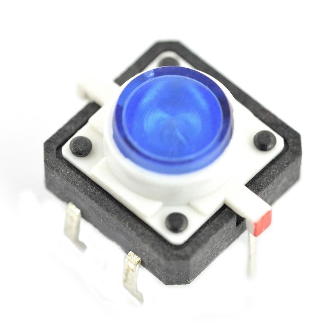 Tact Switch 12x12, 7mm THT 6pin - niebieskie podświetlenie