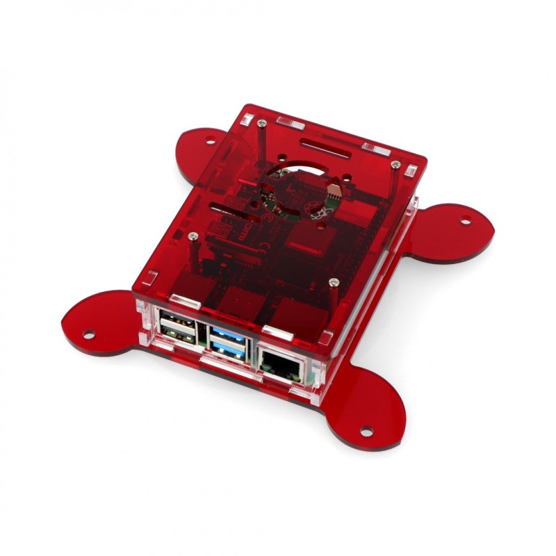 Obudowa Raspberry Pi model 4B Vesa do montażu na monitor - czerwona - LT-4B17