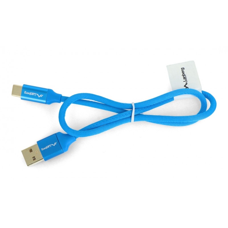Przewód Lanberg USB Typ A - C 2.0 niebieski premium QC 3.0 - 0,5m