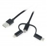 Przewód Lanberg 3w1 USB typ A - microUSB + lightning + USB typ C 2.0 czarny PCV - 1,8m - zdjęcie 2