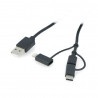 Przewód Lanberg 3w1 USB typ A - microUSB + lightning + USB typ C 2.0 czarny PVC - 1,8m - zdjęcie 1