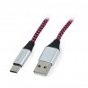Przewód TRACER USB A - USB C 2.0 czarno - fioletowy oplot - 1m - zdjęcie 1