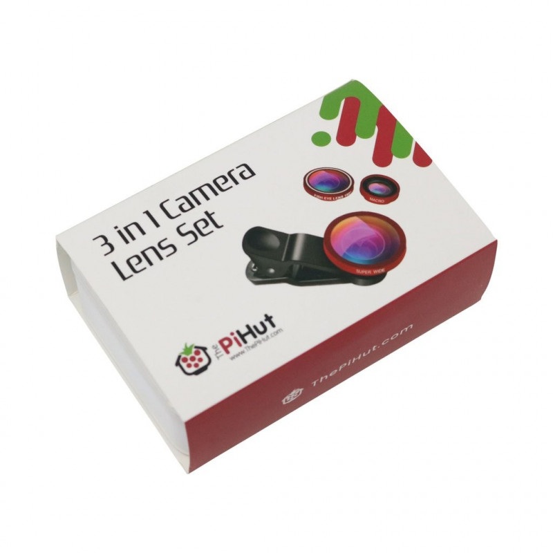 PiHut Lens Set 3 in 1 - zestaw obiektywów do kamer PiHut