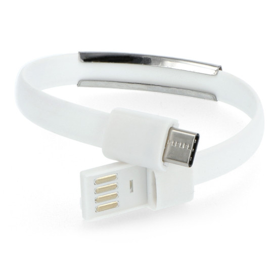 Адаптер с кабелем-ремешком USB Type C - USB A, белый - 23 см - Akyga AK-AD-47
