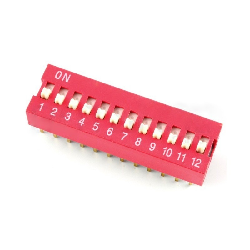 Przełącznik DIP switch 12-polowy - czerwony