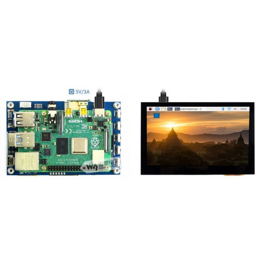Сенсорний екран B ємнісний РК-дисплей 4.3'' IPS 800x480px HDMI + USB для Raspberry Pi 4B/3B/3B+Zero - Waveshare 15932