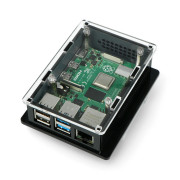 Obudowa do Raspberry Pi 4B box V2 na szynę DIN - czarno-przezroczysta