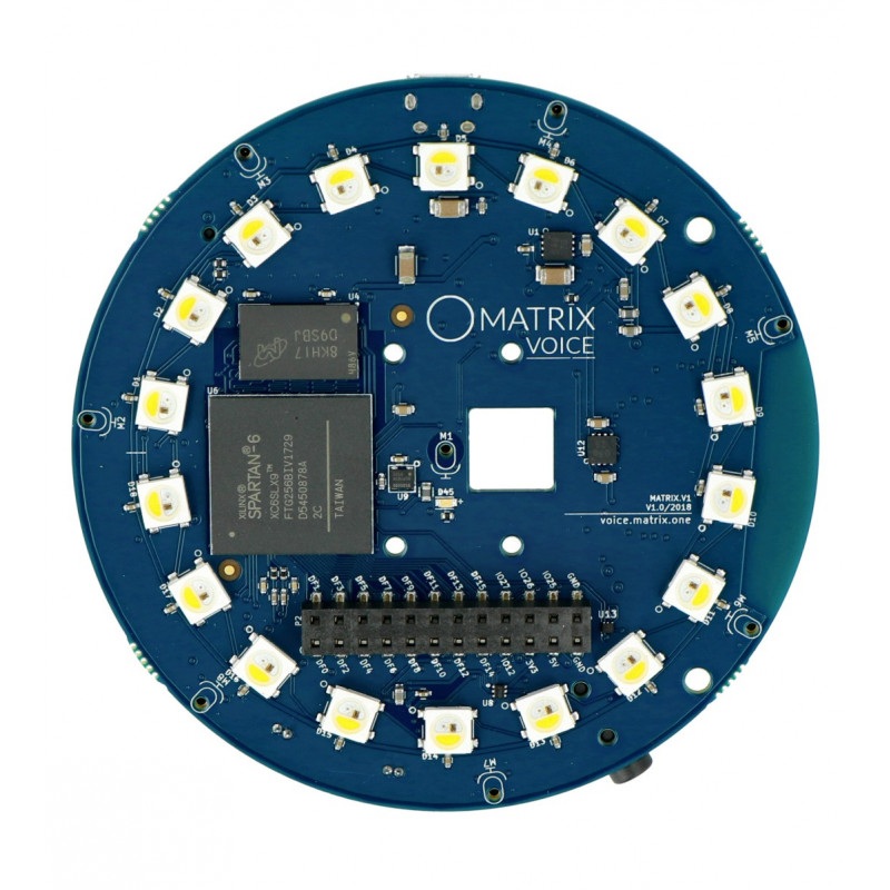 Matrix Voice - moduł rozpoznawania głosu + 18 LED RGBW - nakładka dla Raspberry Pi