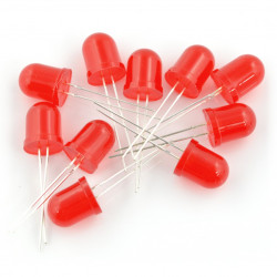 Dioda LED 10 mm czerwona - 10 szt.