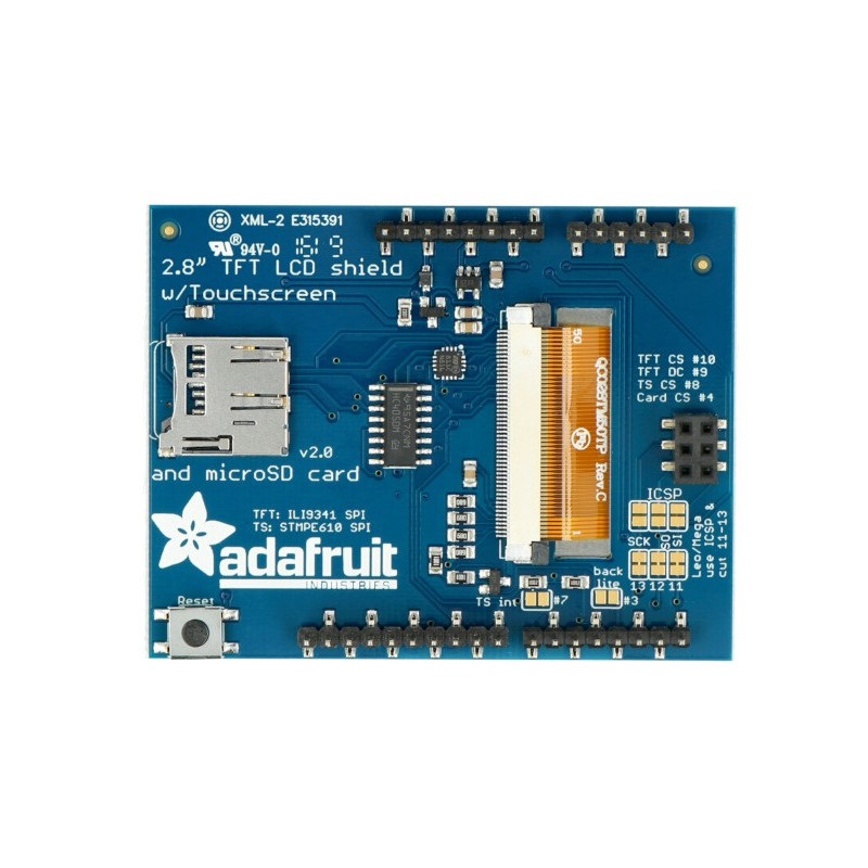 Wyświetlacz dotykowy 2.8'' TFT Shield dla Arduino - Adafruit