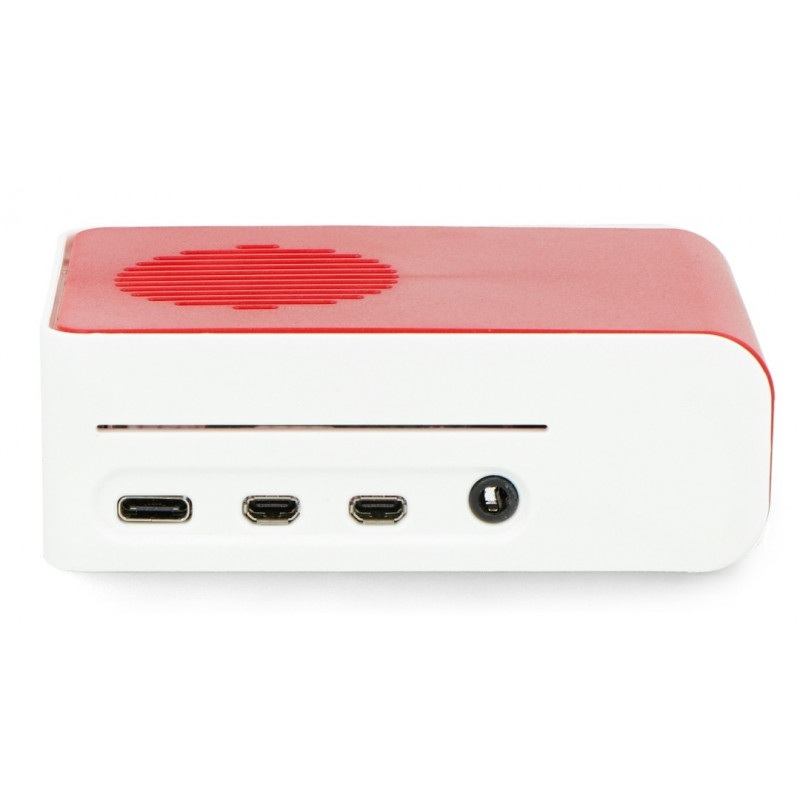 Obudowa do Raspberry Pi 4B - ABS - LT-4A11- biało czerwona - z wentylatorem niebieskie podświetlenie LED