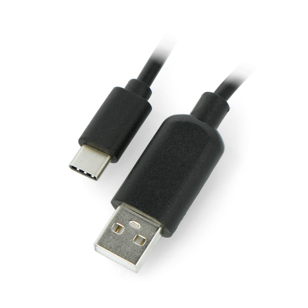 Przewód USB A - USB C z przełącznikiem On/Off czarny - 0,9m