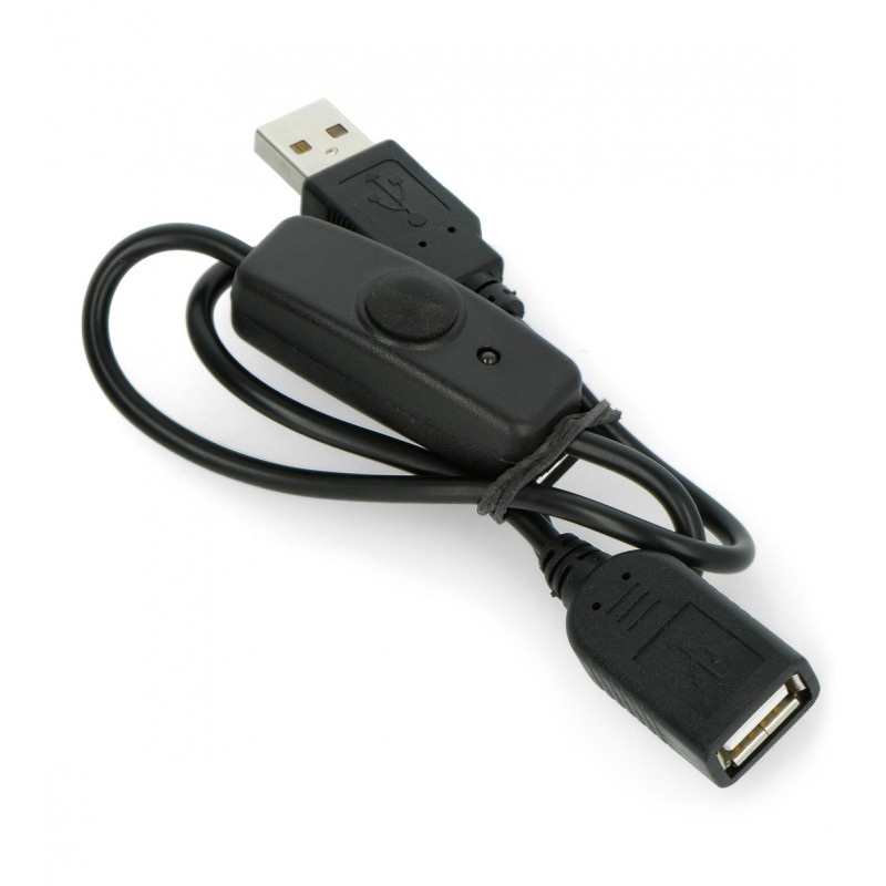 Przedłużacz USB A - A z przełącznikiem On/Off czarny - 0,5m