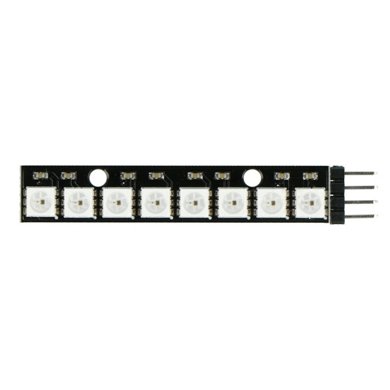 Listwa LED RGB WS2812 5050 x 8 diod - 53mm - wlutowane złącza