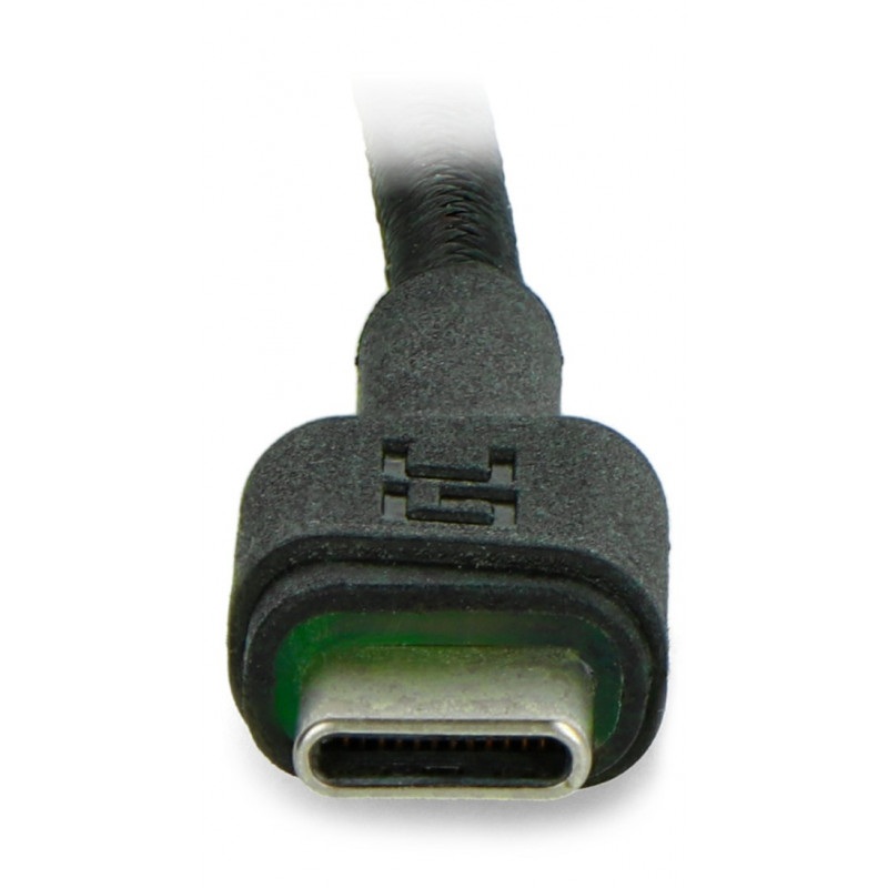 Przewód Green Cell Ray USB 2.0 typ A - USB 2.0 typ C z podświetleniem - 1,2 m czarny z oplotem
