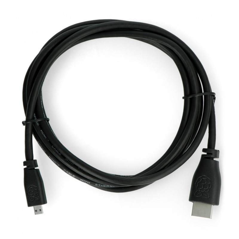 Przewód microHDMI - HDMI - oryginalny dla Raspberry Pi 4 - 1m - czarny