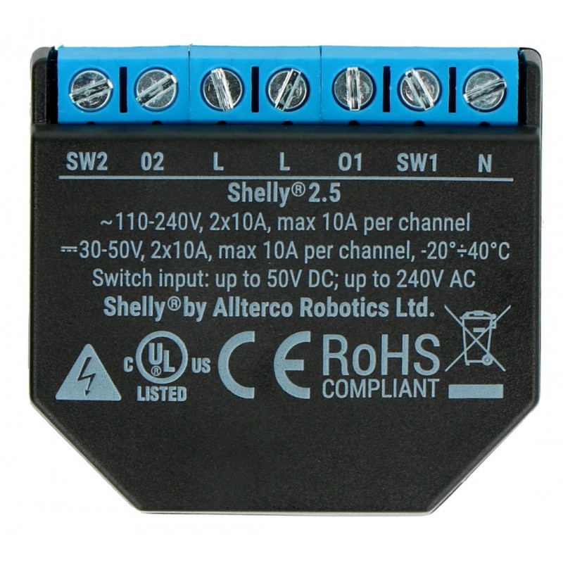 Shelly 2.5 - Double Relay Switch and Roller Shutter 2x przekaźnik 230V WiFi - aplikacja Android / iOS