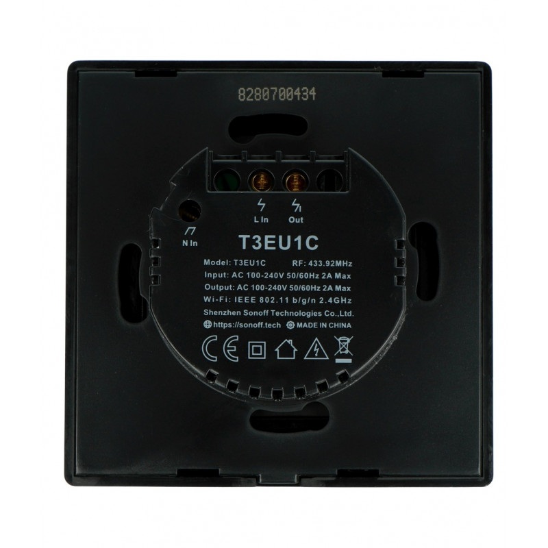 Sonoff T3EU1C-TX - włącznik ścienny dotykowy - 433MHz / WiFi - 1-kanałowy