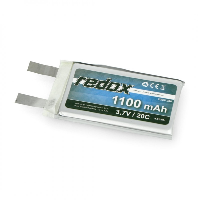 Pakiet Li-Pol Redox 1100 mAh 3.7V 20C(bez konektorów)