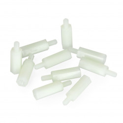 Dystans nylonowy 15mm z gwintem M3 - 10szt.