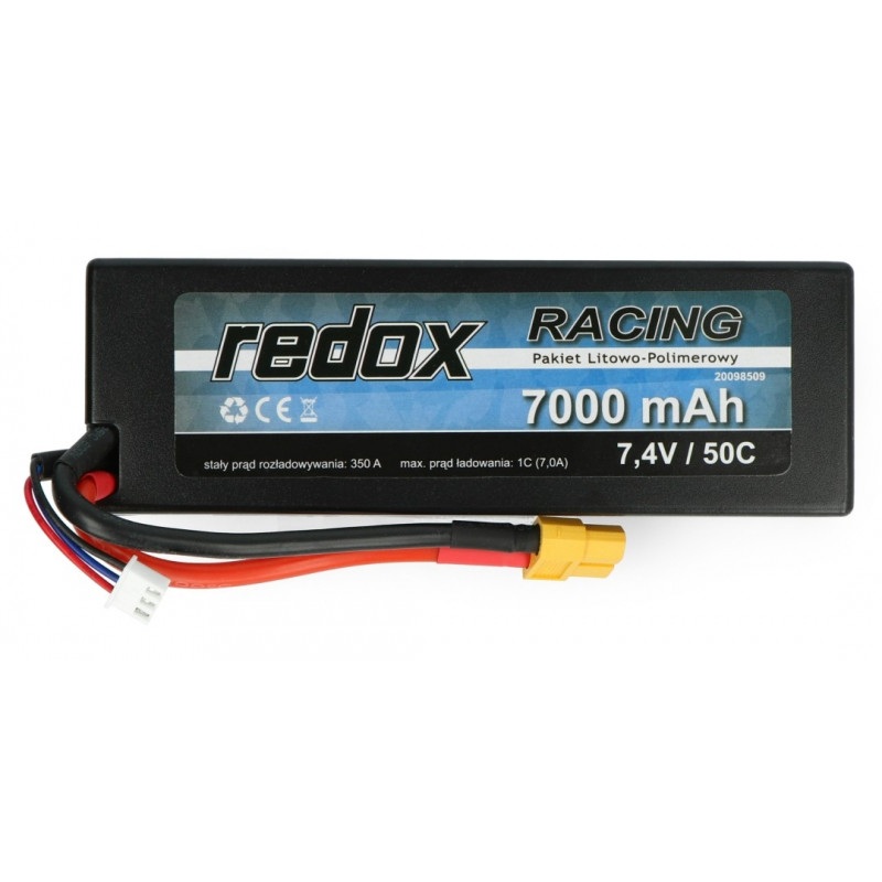 Pakiet Li-Pol Redox Racing 7000mAh 50C 2S 7,4V - Hardcase