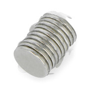 Magnes neodymowy okrągły z warstwą klejącą N N35/Ni - 10x1mm