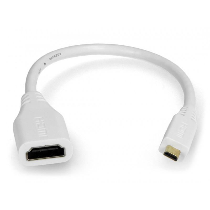 Adapter microHDMI - HDMI oryginalny dla Raspberry Pi 4B - 235 mm - biały