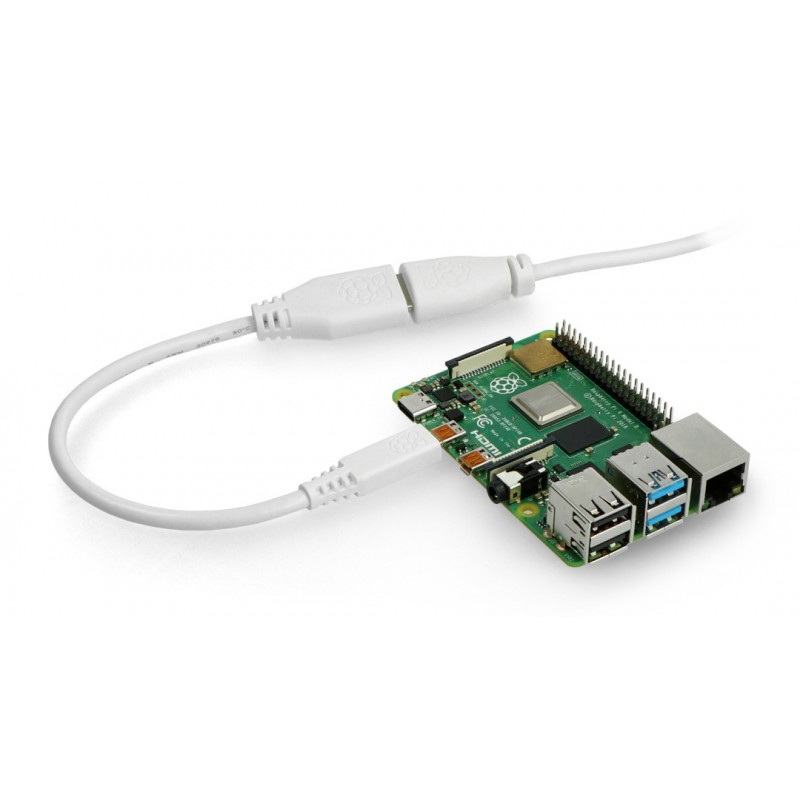 Adapter microHDMI - HDMI oryginalny dla Raspberry Pi 4B - 235 mm - biały