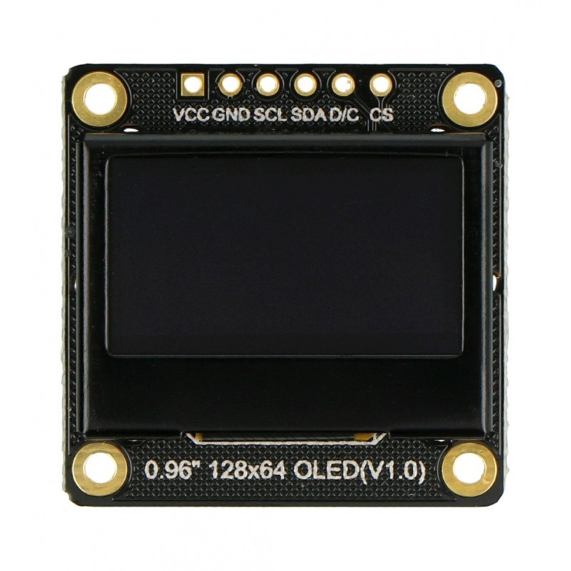 Wyświetlacz OLED monochromatyczny graficzny 0,96'' 128x64px I2C/SPI - DFRobot DFR0650