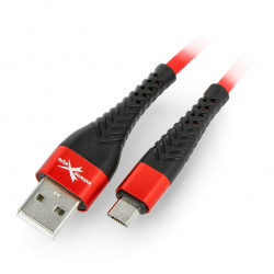 Przewód microUSB B - A eXtreme Spider - 1,5m - czerwony