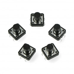 Tact Switch 12x12, 11mm THT 4pin - czarny
