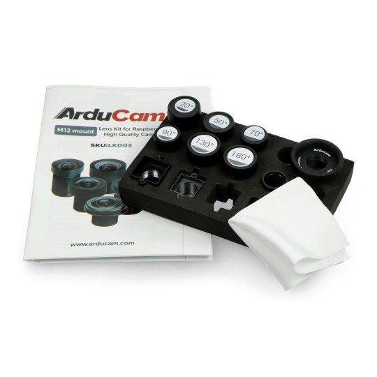Комплект об'єктивів M12 1.56-25 мм для камери Raspberry + адаптер CS та C-CS - 6 шт. - ArduCam LK003