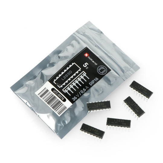 L293D - двоканальний контролер двигуна 36V/0.6A - 5 шт.