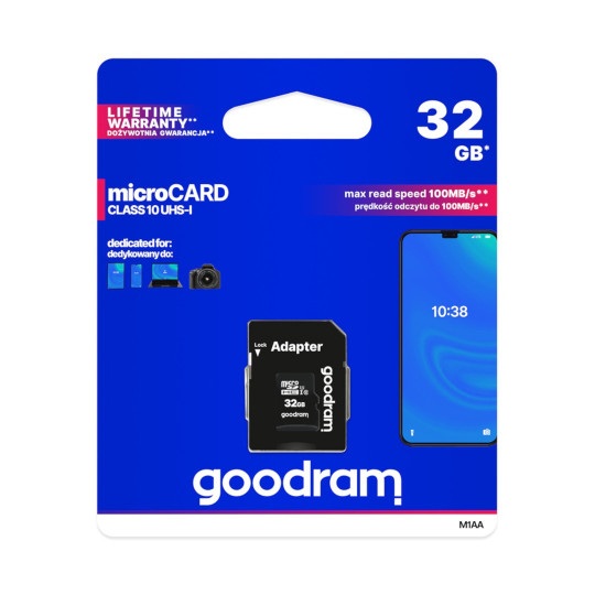 Karta pamięci Goodram micro SD / SDHC 32GB UHS-I klasa 10 z adapterem