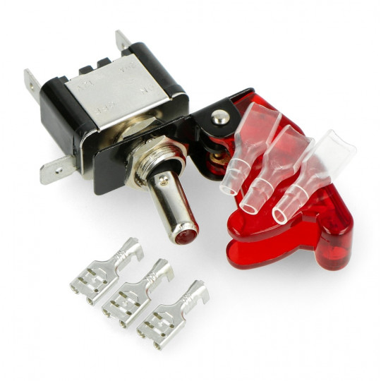 Тумблерний перемикач 12V/20A з підсвічуванням - червоний - Adafruit 3218