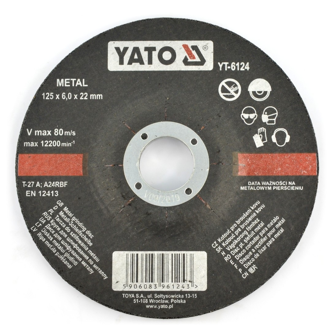 Tarcza do szlifowania metalu Yato YT-6124 - wypukła - 125x6mm