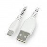 KK21L Kabel micro USB 1M Biały oplot - zdjęcie 1