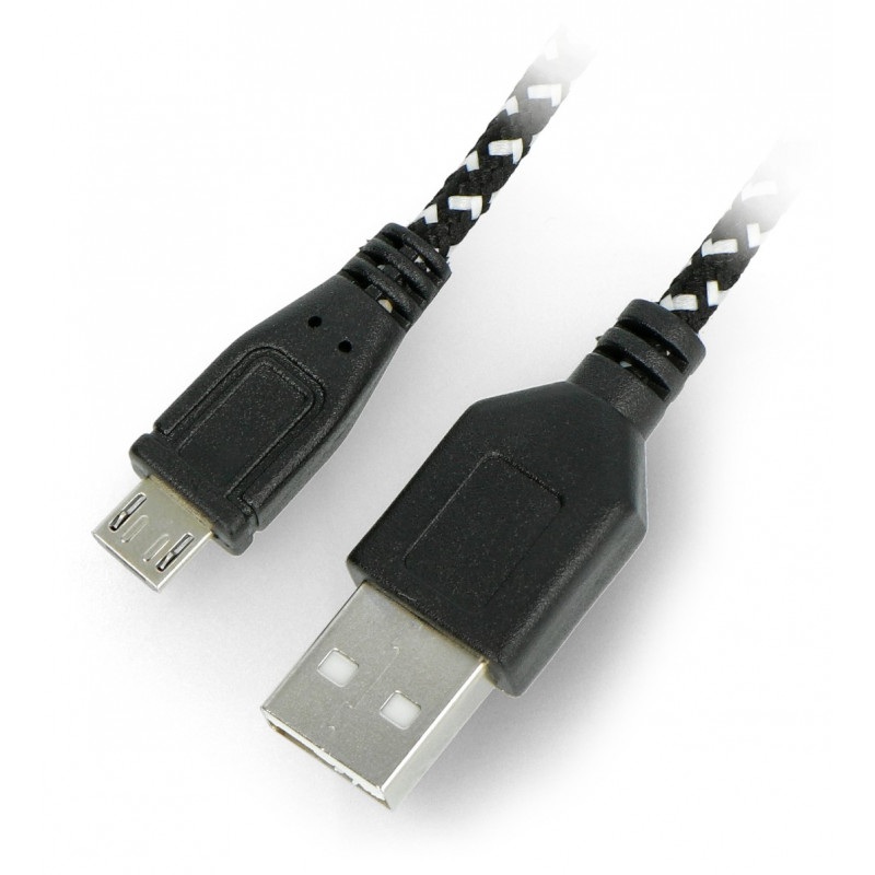 Kabel USB - microUSB w oplocie 1m