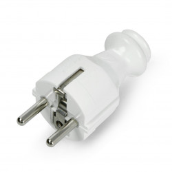 Wtyczka prosta WT-30 - do gniazdka z uziemieniem - biała