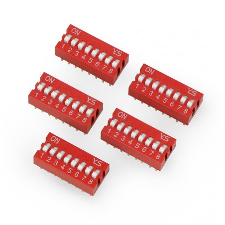 Przełącznik DIP switch 8-polowy - czerwony Przełącznik DIP switch 8-polowy - czerwony