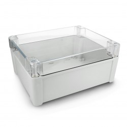 Zestaw Kradex - Hermetyczna obudowa ZP240.190.105SJp HTM PC z mosiężnymi tulejami - do montażu na ścianę - jasna