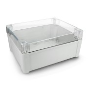 Zestaw Kradex - Hermetyczna obudowa ZP240.190.105SJp HTM PC z mosiężnymi tulejami - do montażu na ścianę - jasna