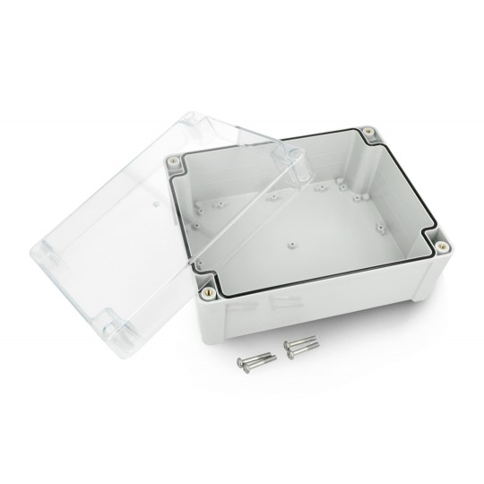 Kradex - Герметичний корпус ZP240.190.105SJp IP67 TM ABS - 240x190x105 мм з латунними втулками - світло-сірий - прозорий