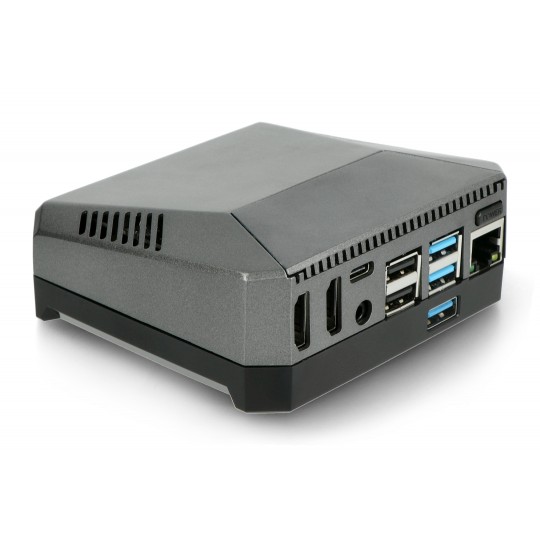 Алюминиевый корпус для Raspberry Pi 4B с вентилятором - Argon ONE M.2 - серый