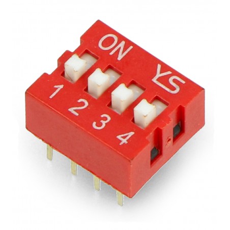 Przełącznik DIP switch 4-polowy - czerwony Przełącznik DIP switch 4-polowy - czerwony