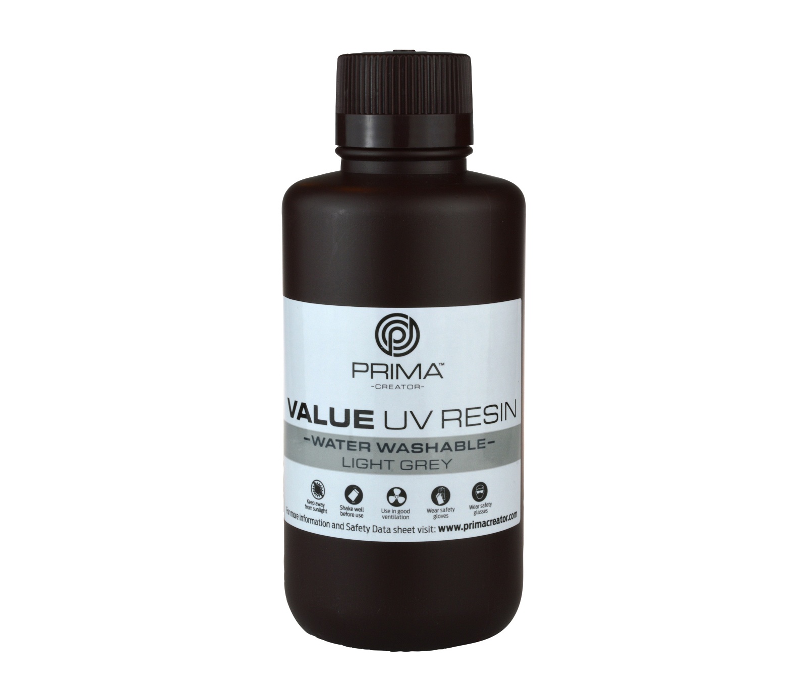 Żywica do drukarki 3D - PrimaCreator Value Water Washable UV Resin 500 ml - Light Grey