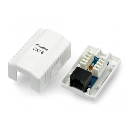 Gniazdko natynkowe 1x RJ45 Lanberg - białe - kat.6 Gniazdko natynkowe 1x RJ45 Lanberg - białe - kat.6