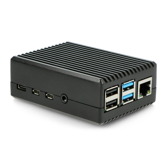 Корпус Raspberry Pi 4B - з вирізами - алюмінієвий - чорний